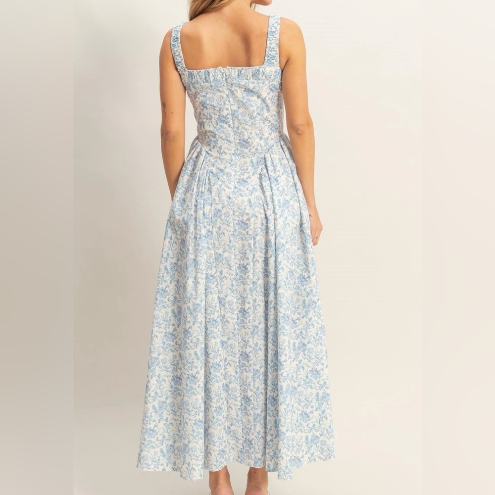 Light Blue Floral Square-Neck Maxi Dress - Picture 2 of 3